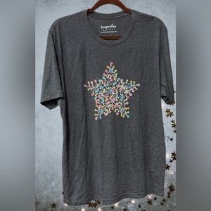 Looptyloo Designs women’s size XL Christmas T-shirt gray multicolor lights star